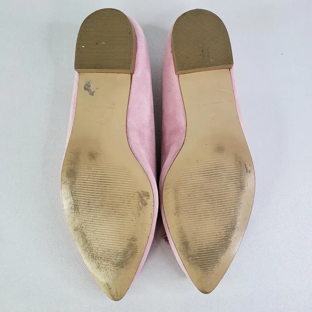Talbots Flats Ballet Poppy Bow Suede Pink Slip On Women’s Size 8